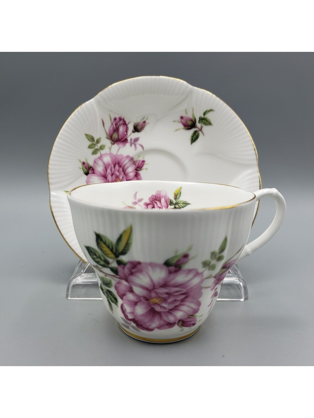 Vintage Royal Albert Teacup and Saucer Pink Old Fashion Rose Shelley Shape
